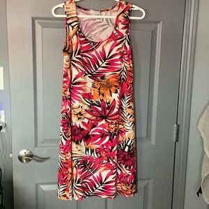 Tropical Print Sleeveless Dress